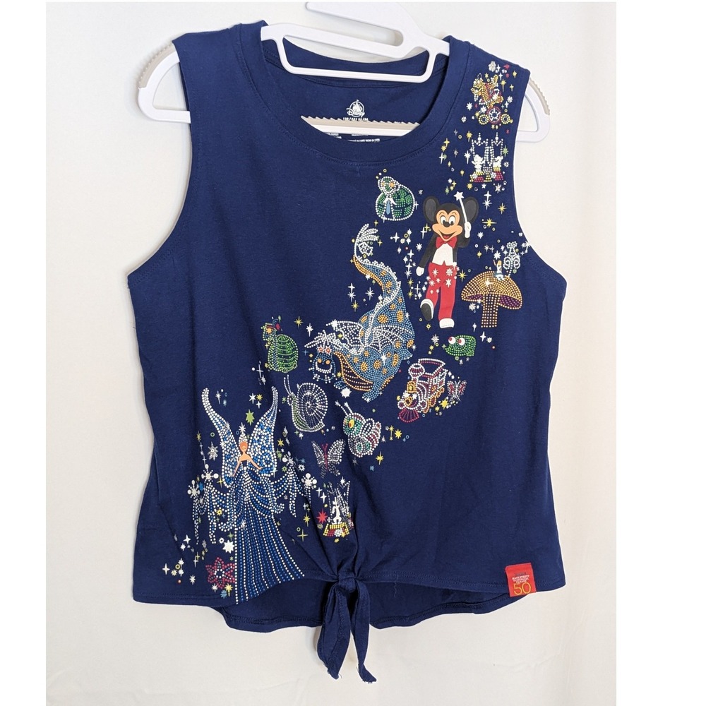 Disney Main Street Electrical Parade 50th Anniversary Rhinestone Tie Tank Top M